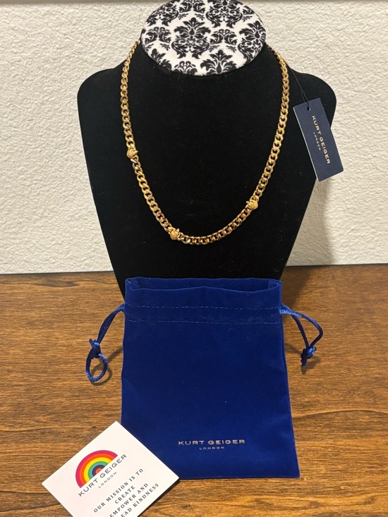 Kurt Geiger Jewelry - Kurt Geiger Gold-Tone Curb Chain Necklace with Bead Accents